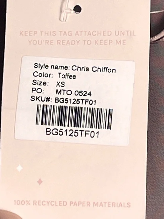 Birdy Grey Toffee NWT XS Chris Chiffon Wedding Guest Formal Dress STRAPLESS - Picture 3 of 11